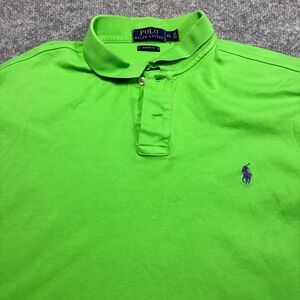 Polo Ralph Lauren Polo Shirt Mens XL Lime Green Custom Fit Cotton Excellent